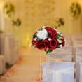 thumbnail image 2 of OULII 1Pcs Artificial Flowers Table Centrepiece Burgundy Lace Satin Wedding Decor 26.00X26.00X26.00Cm, 2 of 8