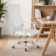 thumbnail image 6 of Furmax Faux Leather Office Chair with Lumbar Support and Armrest, High-Back Swivel Conference Chair, White, 6 of 7