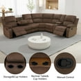 thumbnail image 4 of Manual Recliner Sectional Sofa Set, Fabric L-Shaped Living Room Furniture Sets, Reclining Sectional Corner Couch and 2 Reclining Chairs Set for Home Office (Brown, Sectional + 2 Chairs), 4 of 5
