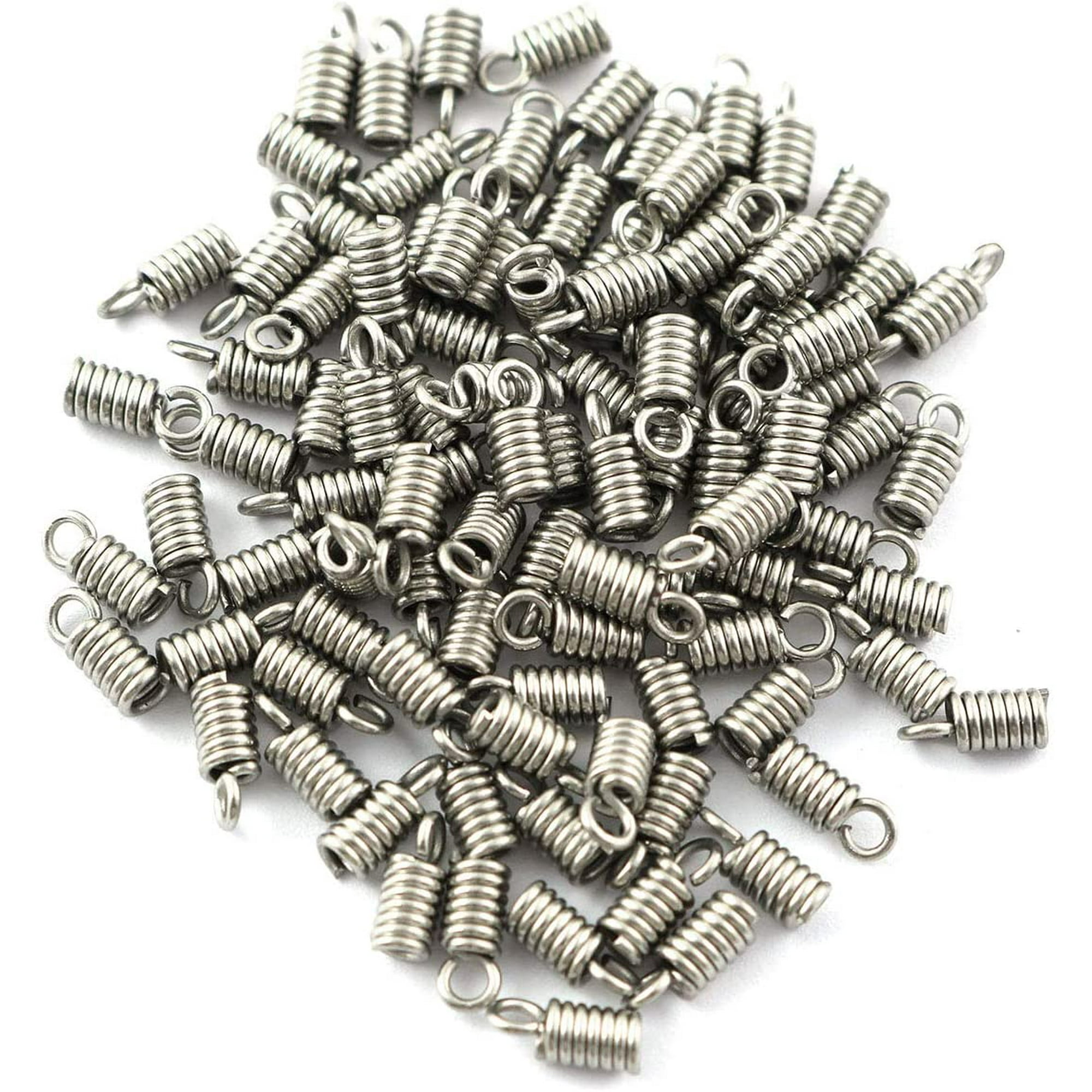 Cord End Cap 100PCS Stainless Steel Spring Column Terminators Coil