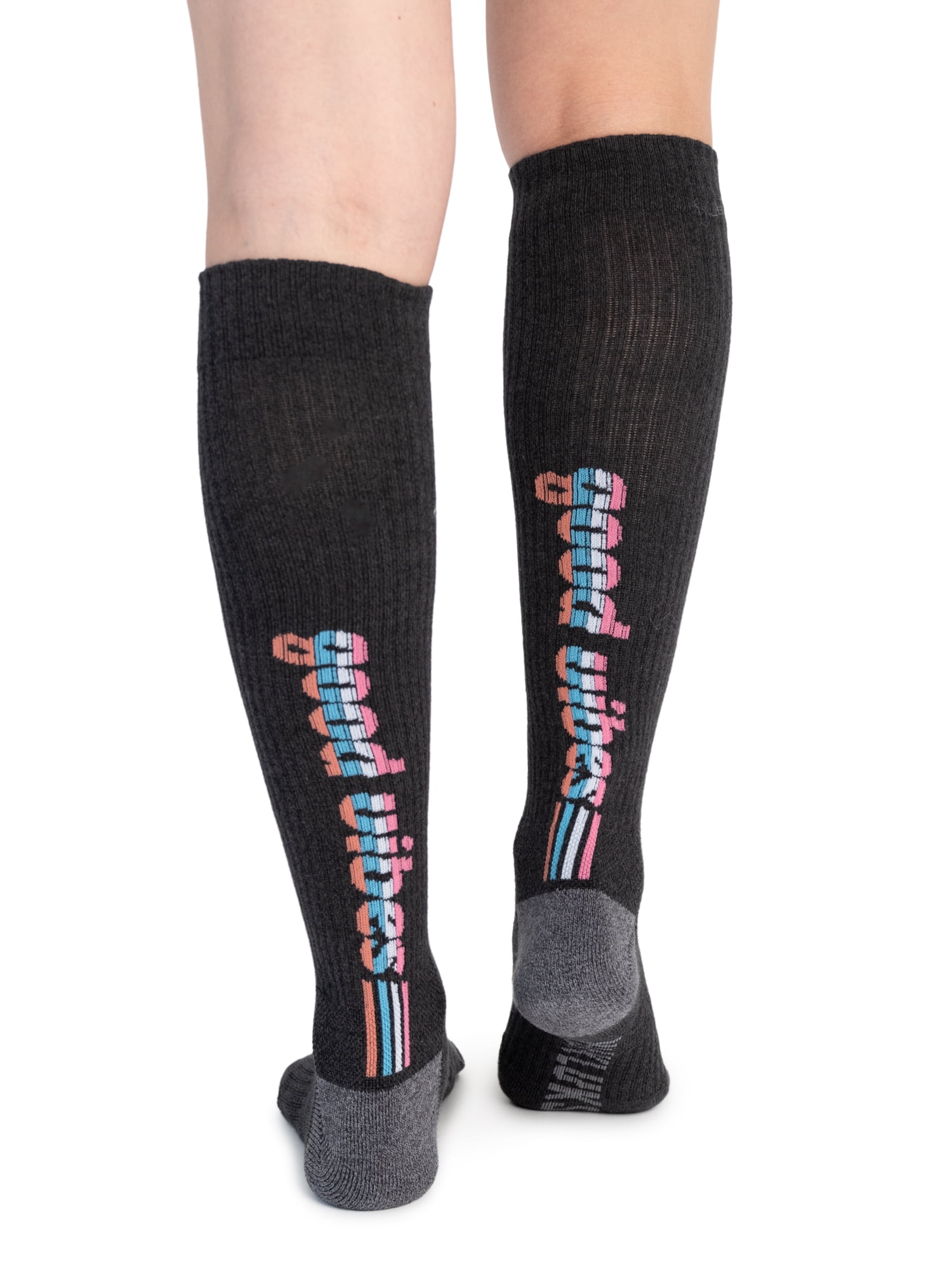 MUK LUKS Women's Regular Width Compression Cotton Knee-High Socks, 2-Pack, Shoe Size 6-10