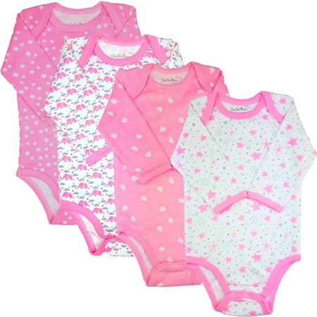 

123 Bear Baby Bodysuits 100% Combed Cotton Unisex Boys Girls (4-Pack Pink 6-9 Months)
