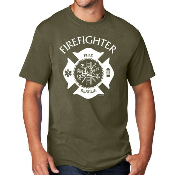 Men's Firefighter T-shirt, Large Olive Drab