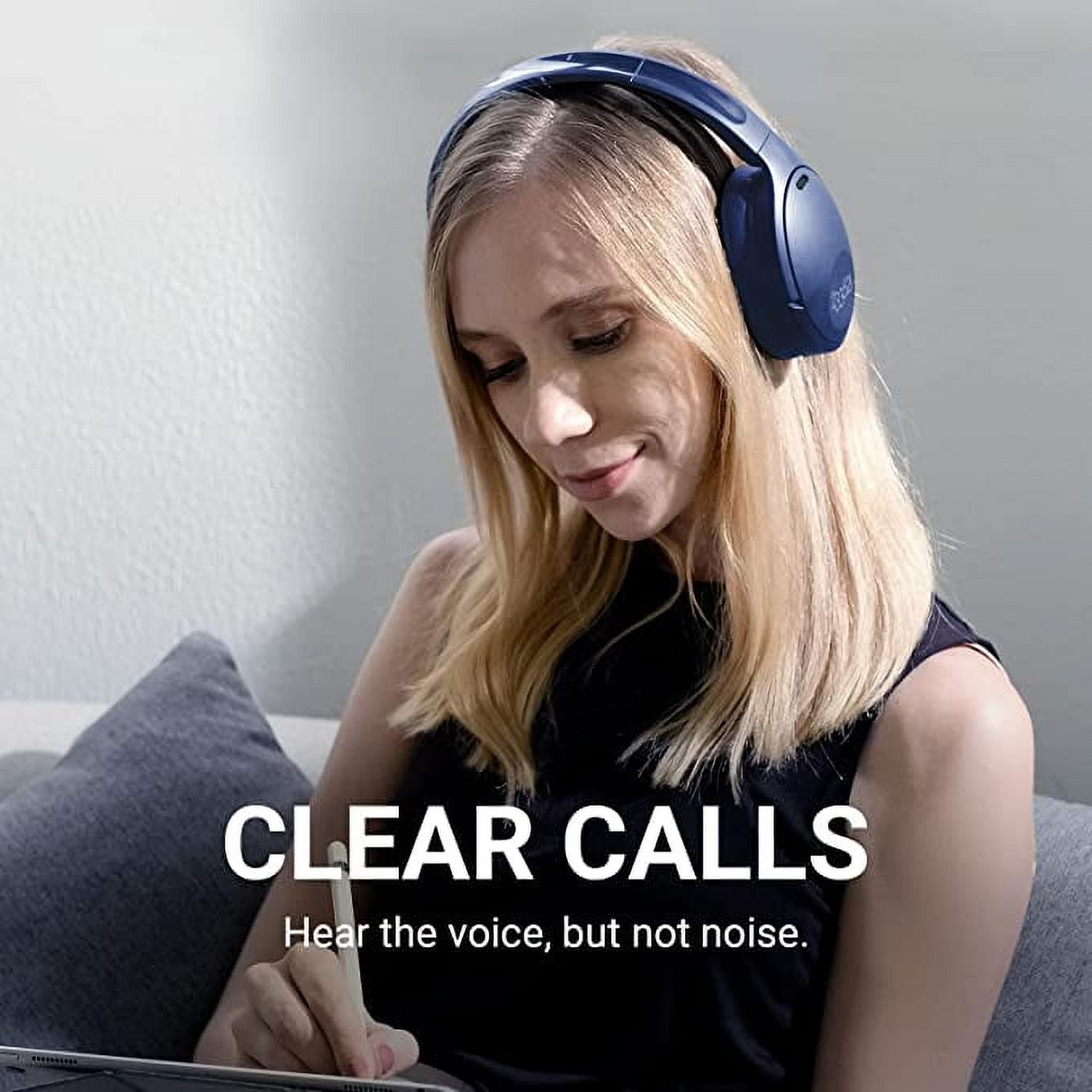 Bluetooth Cancelling Headphones with Microphone [100H Playtime] Lightweight Wireless Over Ear ANC Bluetooth Headphones with CVC Noise Reduction Hi-Fi Stereo Sound for Home Office