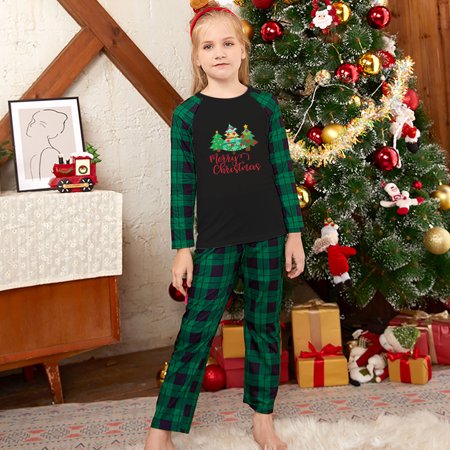 

Pajamas for Women KKCXFJX Parent-Child Warm Christmas Suit Lattice Home Clothes Pajamas Long-Sleeved Trousers Two-Piece Set（Kids）