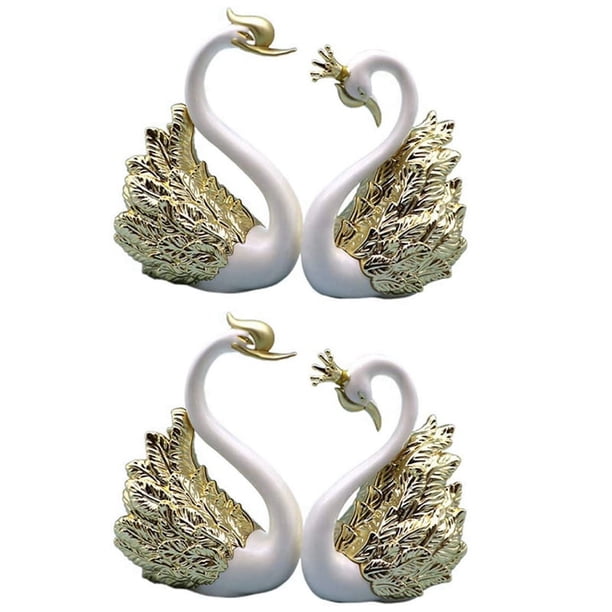 4 Piezas de Figuras de Adornos de Cisne, Decoración de Pastel de Cisne, Decoración de Figuras de Coche, Decoración de Navidad para Bodas Hogar A