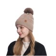 thumbnail image 2 of UTSJKR Womens Beanie Hat with Pom Pom Long Knit Scarf Gloves for Cold Weather Soft Fine Knit Slouchy Fashion Beanie Hat Khaki, 2 of 5