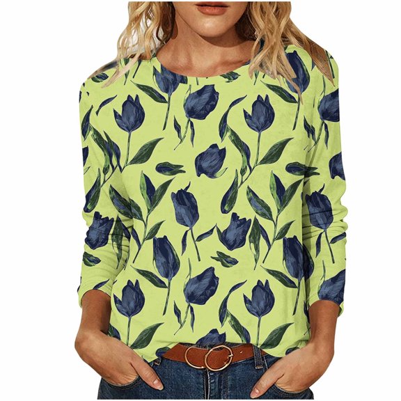 Cilsoka Women's Casual Long Sleeve Shirts Vintage Print Pullover Top Fall Fashion Outfits Clothes, Ladies Tops and Blouses Dressy