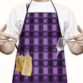thumbnail image 2 of Halloween Purple Checkered Ghosts and Icons Apron-Garden Aprons for Women with Pockets-Cotton Linen Waterproof Kitchen Cooking Gardening Aprons Adjustable for Kitchen,Cooking,BBQ and Salon 33"x27", 2 of 7