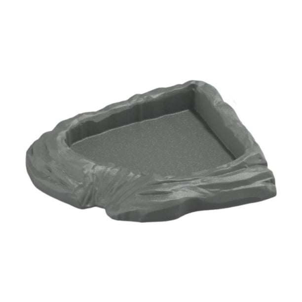 Bebedero para reptiles, bebedero esquinero para terrarios, decoración de hábitat, reptil Gris