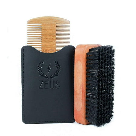 Zeus Sandalwood Comb and Pear Wood Brush Set - Grooming Tool Set for