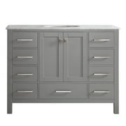 Gela 48" Single Vanity in Grey with Carrara White Marble Countertop without Mirror
