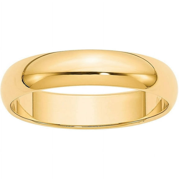 Primal Gold 10 Karat Yellow Gold 5mm Half Round Wedding Band Size 6.5