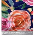 thumbnail image 1 of Soimoi Cotton Voile Fabric Leaves & Rose Flower Printed Fabric 1 Yard 42 Inch Wide, 1 of 1