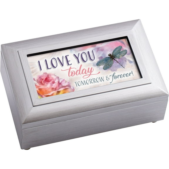 Cottage Garden I Love You Forever Woodgrain Rope Trim Petite Music Box Plays You Light Up My Life