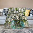 thumbnail image 2 of Pratyus White Flowers Throw Blanket Soft Cozy Plush Flannel Material All Seasons Gifts 50x60in, 2 of 6