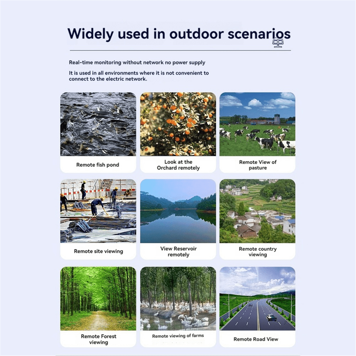 8W Solar Panels for Security Camera Built-in Battery with 3-In-1 Cable IP65 Waterproof 360° Adjustable Security Mount
