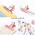 thumbnail image 2 of Clips de diseño para colgar, 30 clips de papel con bisagras de metal, resistentes a la humedad para uso doméstico y de oficina, agarre fuerte con fácil apertura, dorado y oro rosa, 22 mm, 2 of 7