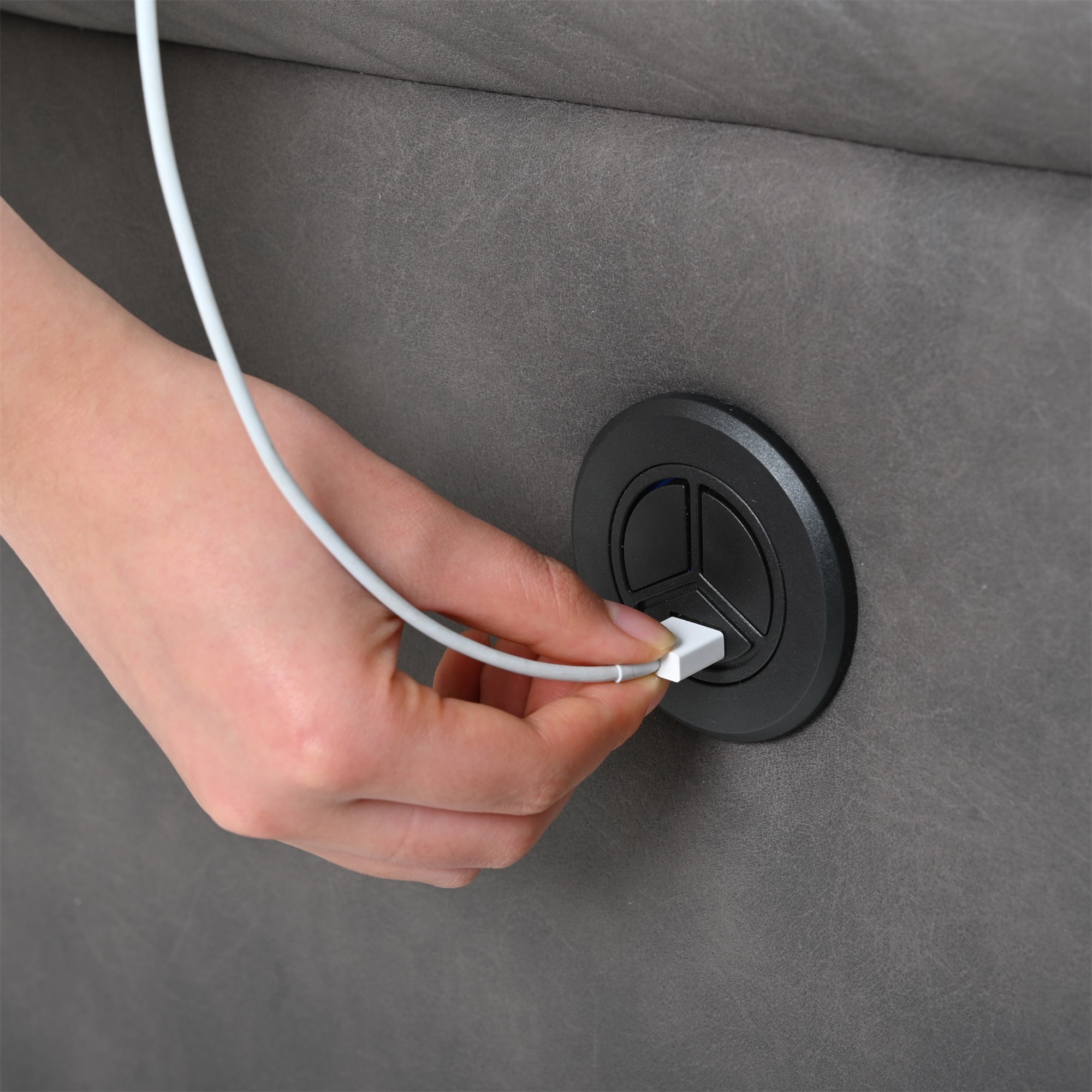 Kepooman Electric Power Recliner Chair, Upholstered Lounge Single Sofa, Home Theater Seating with USB Charging Ports for Living Room Bedroom, Dark Gray Kepooman Electric Power Recliner Chair, Upholstered Lounge Single Sofa, Home Theater Seating with USB Charging Ports for Living Room Bedroom, Dark Gray