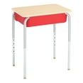 thumbnail image 2 of Learniture Open Front School Desk with Book Box for Kids, Students, and Classrooms - Adjustable Height Maple/Red (2-Pack), 2 of 6