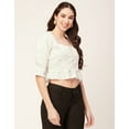 thumbnail image 3 of Moomaya Women Short Top Sweetheart Neck Elbow Sleeves Crop Top, 3 of 8
