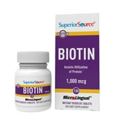 Superior Source Biotin 1000 mcg - Daily Supplement Supports Hair Health & Growth - Natural Biotin Supplement Aids Healthy Nails & Skin - 100 Sublingual Dissolving Tablets