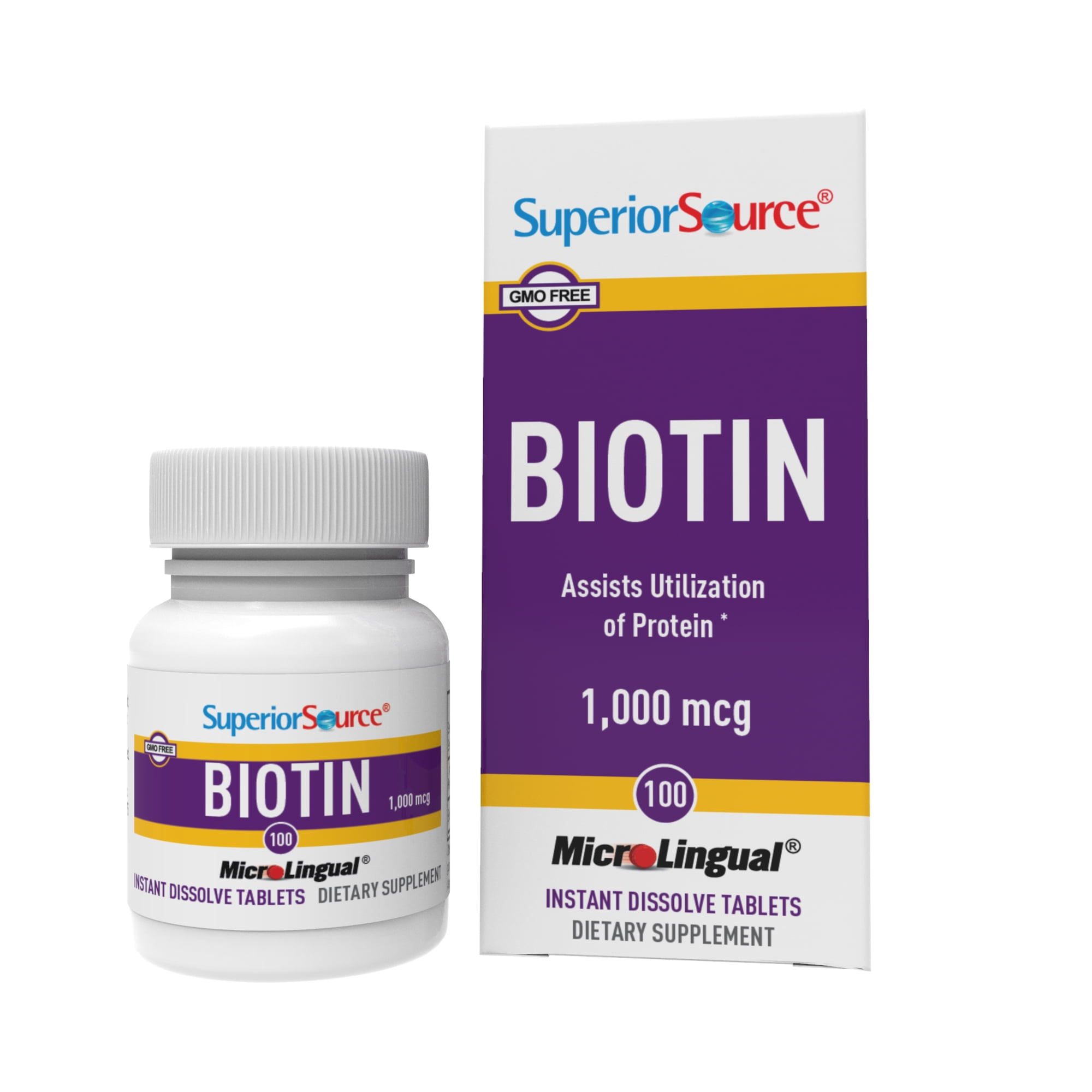 Superior Source Biotin 1000 mcg - Daily Supplement Supports Hair Health & Growth - Natural Biotin Supplement Aids Healthy Nails & Skin - 100 Sublingual Dissolving Tablets