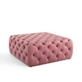 thumbnail image 4 of Tufted Accent Chair Ottoman, Square, Velvet, Pink, Modern Contemporary Urban Design, Living Lounge Room Hotel Lobby Hospitality, 4 of 7