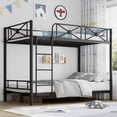 thumbnail image 1 of Heavy Duty Twin Metal Bunk Bed Frame with Safety Guard Rails, Space-Saving Design – No Box Spring Needed, Ideal for Kids, School, and Apartments, 1 of 7