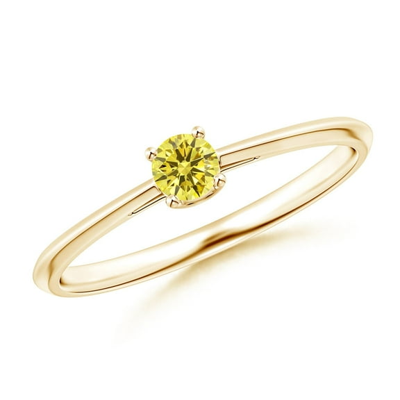 ANGARA Lab Grown Yellow Diamond Ring for Women in 14K Yellow Gold (Size-3.4mm| Color-Fancy Intense| Clarity-VS) | April Birthstone, Anniversary, Jewelry Gift for Women | Lab-Grown Yellow Diamond Ring