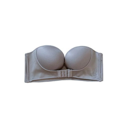 

JYYYBF Women s Strapless Front Buckle Lift Bra Push Up Strapless Wireless Anti-Slip Invisible Push Up Bra Grey 38