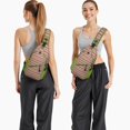 thumbnail image 6 of Sling Backpack,Brown and Red Christmas Striped Pattern Sling Bag with Water Bottle Holder,Waterproof Sling Bag for Men/Women with Headphone Jack for Hiking,Travel, 6 of 6