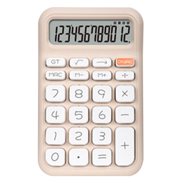 Calculadora de bolsillo de 12 dígitos, calculadora de bloc de notas, calculadora para estudiantes, oficina, color leche y té.