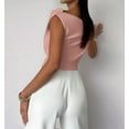 thumbnail image 2 of Women Summer Off the Shoulder Crop Cute Tops Sleeveless One Shoulder Ruched Y2K Going Out Tank Top Pink XL, 2 of 5