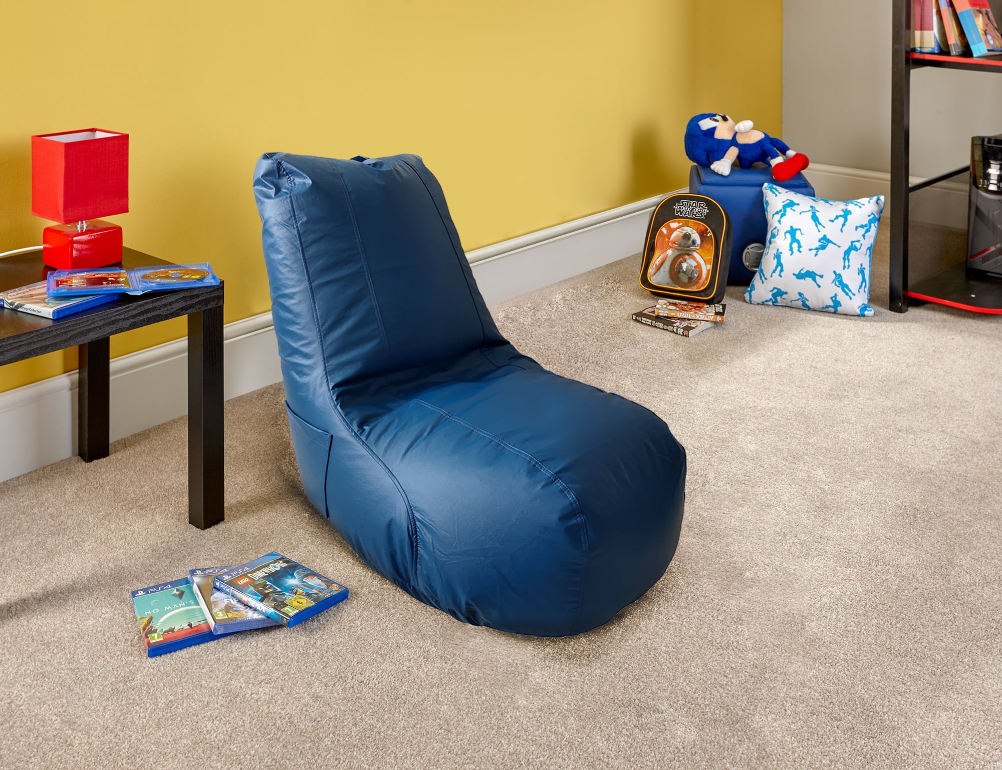Gaming Kids Xbox PS5 PC Bean Bag Lounger Chair Leather Denim