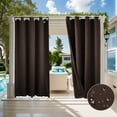 thumbnail image 2 of TOPCHANCES 2 Panels Outdoor Curtains for Patio, Waterproof Blackout Outside Curtains with Grommet Top and Tab Bottom, Windproof UV Resistant Drapes for Porch, Pergola, 52 x 108 inch, Brown #2, 2 of 10