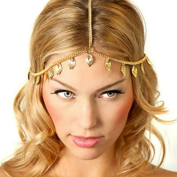 (1 piece) New metal leaf tassel hair accessories hair chain
