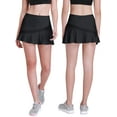 thumbnail image 4 of Camel Crown Women's Skirts Waist Pleated Elastic Tennis Sports a-Line Dress Womens Workout Skorts Female Beach Short Swing Hem Ruched Skirt with Pockets Inner Skorts Black XXL, 4 of 10