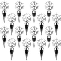 16 Pcs Snowflake Wine Bottle Stopper Reusable Alloy Wine Bottle Stopper Christmas Decorative Wine Stoppers Wine and Beverage Bottle Stoppers for Christmas Party Wedding Birthday (Classic)