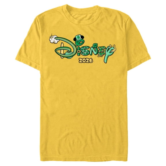 Disney St. Patrick's Day 2026 Matching Trip Vacation Logo - Short Sleeve Blended T-Shirt for Adults - Customized-Yellow