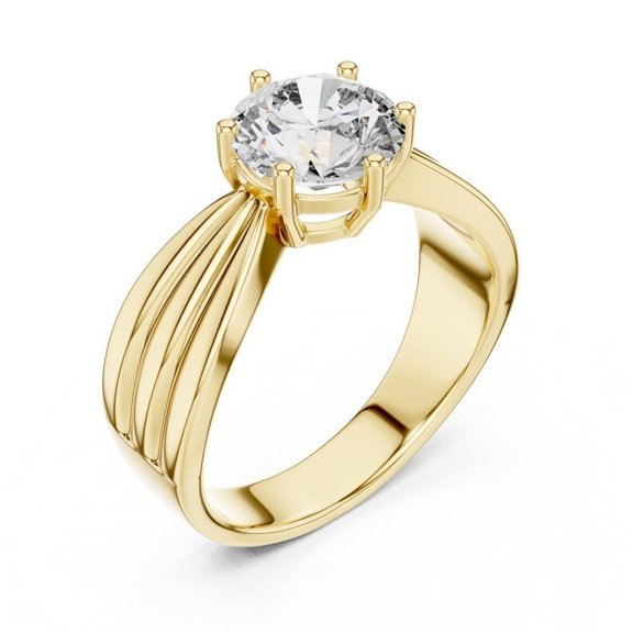 Round Cut Simulated Diamond Solitaire Wedding Band Ring 14k Yellow Gold Plated – Size 4