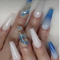 thumbnail image 5 of YTTAL (Buy 2 Get 1 Free) 24Pcs Long Coffin Press On Nails, Nude Blue Glitter French Tip Fake Nails with Rhinestones, Acrylic False Nails for Women, Reusable Nail Art Manicure Decorations, 5 of 10