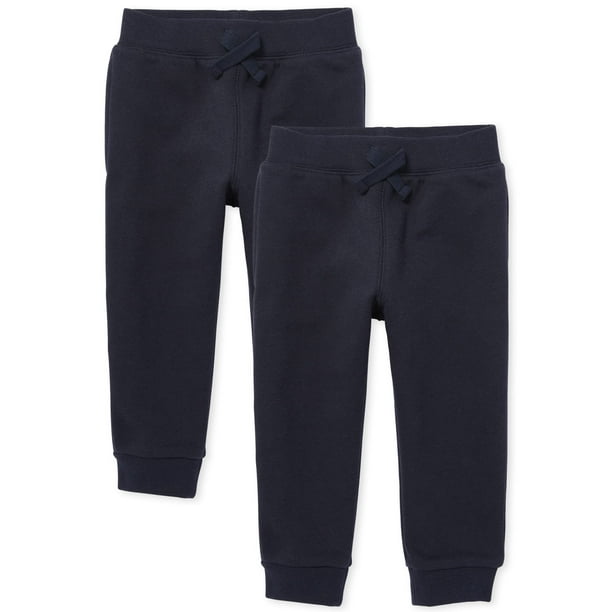 The childrens Place Baby Boys Toddler Active Fleece Jogger Sweatpants, New  Navy 2 Pack, 2T 