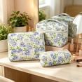 thumbnail image 1 of ZZkhGO Large Capacity Partitioned Storage Bag, Polyester Quilted Travel Organizer, Vintage Floral Makeup Pouch Set with 3 Sizes for Business Trips, 1 of 7