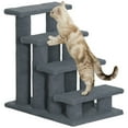 thumbnail image 1 of PawHut Cat Stairs Scratch Post, 4-Step Carpeted, Grey, 1 of 10