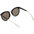 thumbnail image 4 of Women's Oversize Round Cat Eye Sunglasses Mirrored Lens 55mm (Black / Purple Mirror), 4 of 4