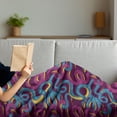 thumbnail image 3 of Animal Soft Flannel Fleece Throw Blanket, Hand Drawn Style Pattern with Snakes Swirled Tangled Bodies Exotic Reptiles, Cozy Plush for Indoor and Outdoor Use, 70" x 90", Plum Blue Yellow, by Ambesonne, 3 of 5