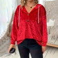thumbnail image 2 of WRKEKC Womens Velvet Jacket Hooded Solid Color Casual Button Front Long Sleeve Drawstring Waist Winter Blazer, 2 of 4