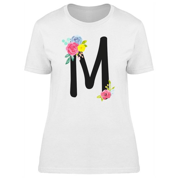 Letter M Floral Ornament Tee Women's -Image by Shutterstock