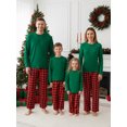 thumbnail image 4 of AIGUR Matching Christmas Pajamas for Family Long Sleeve Solid Color Pullover + Plaid Pants Set Loungewear, 4 of 11